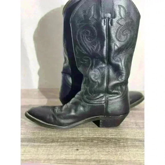 JUSTIN 6911 Black Classic Western Cowboy‎ Boots Mens 7.5 main image 11